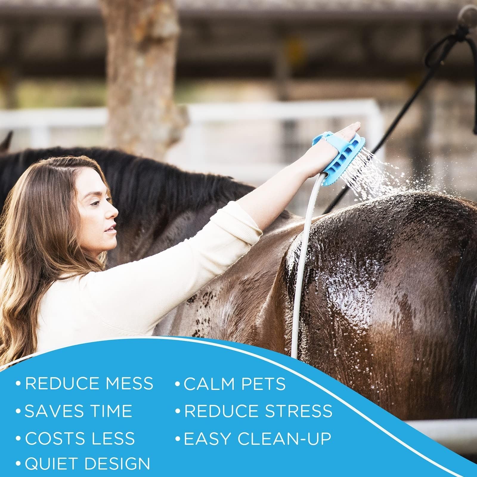 Aquapaw blue silicone brush head shown for deep-cleaning and massage.