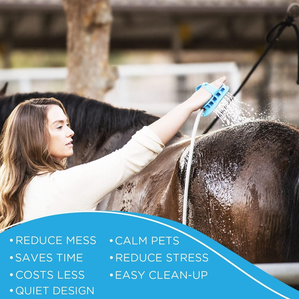 Aquapaw blue silicone brush head shown for deep-cleaning and massage.