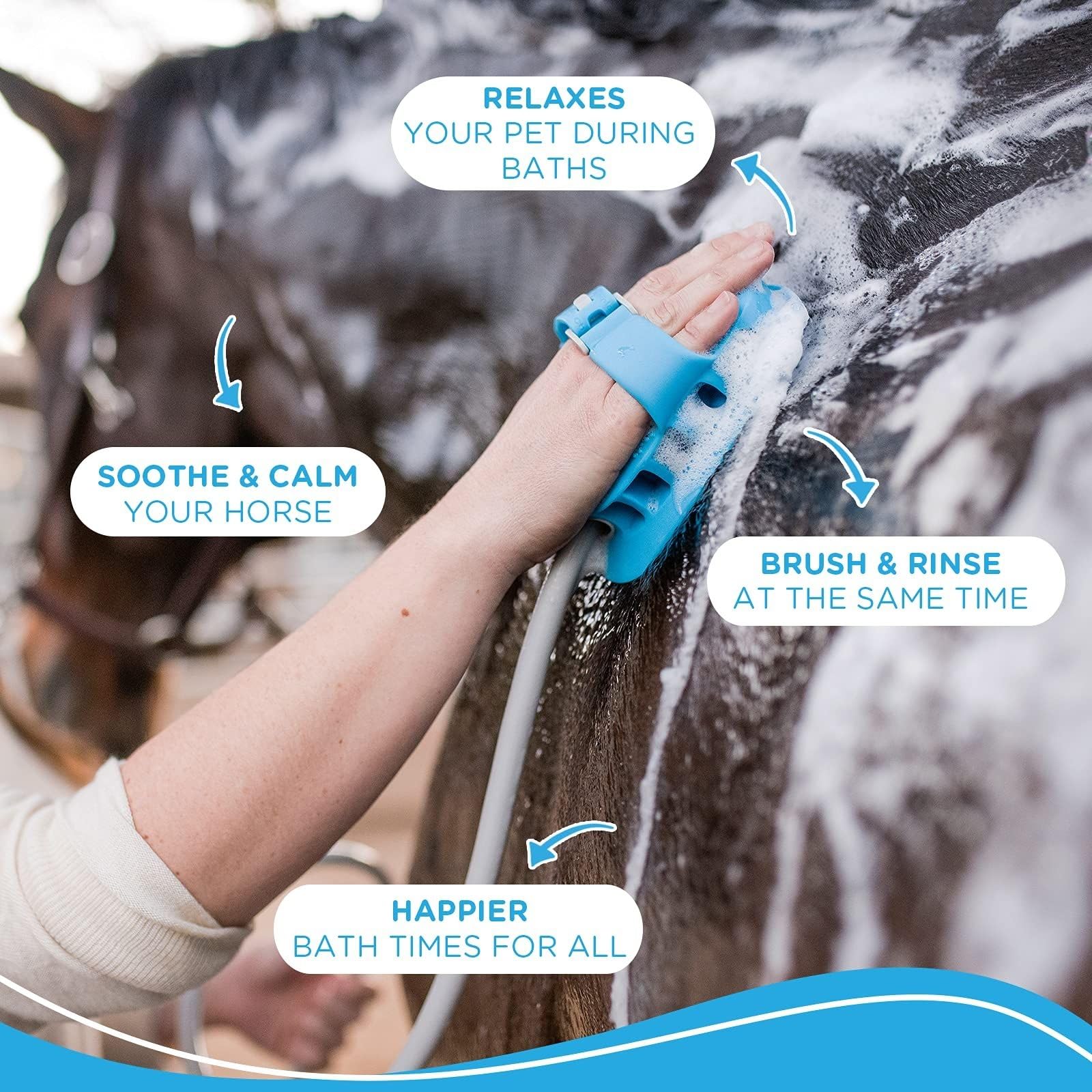 Aquapaw dog bath brush close-up silicone bristles offer soothing scrubbing.