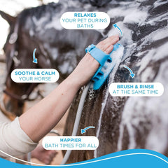 Aquapaw dog bath brush close-up silicone bristles offer soothing scrubbing.
