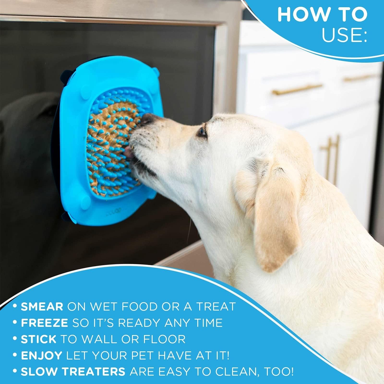 Aquapaw Lick Mat boredom buster reduces restlessness during baths with tasty toppings.