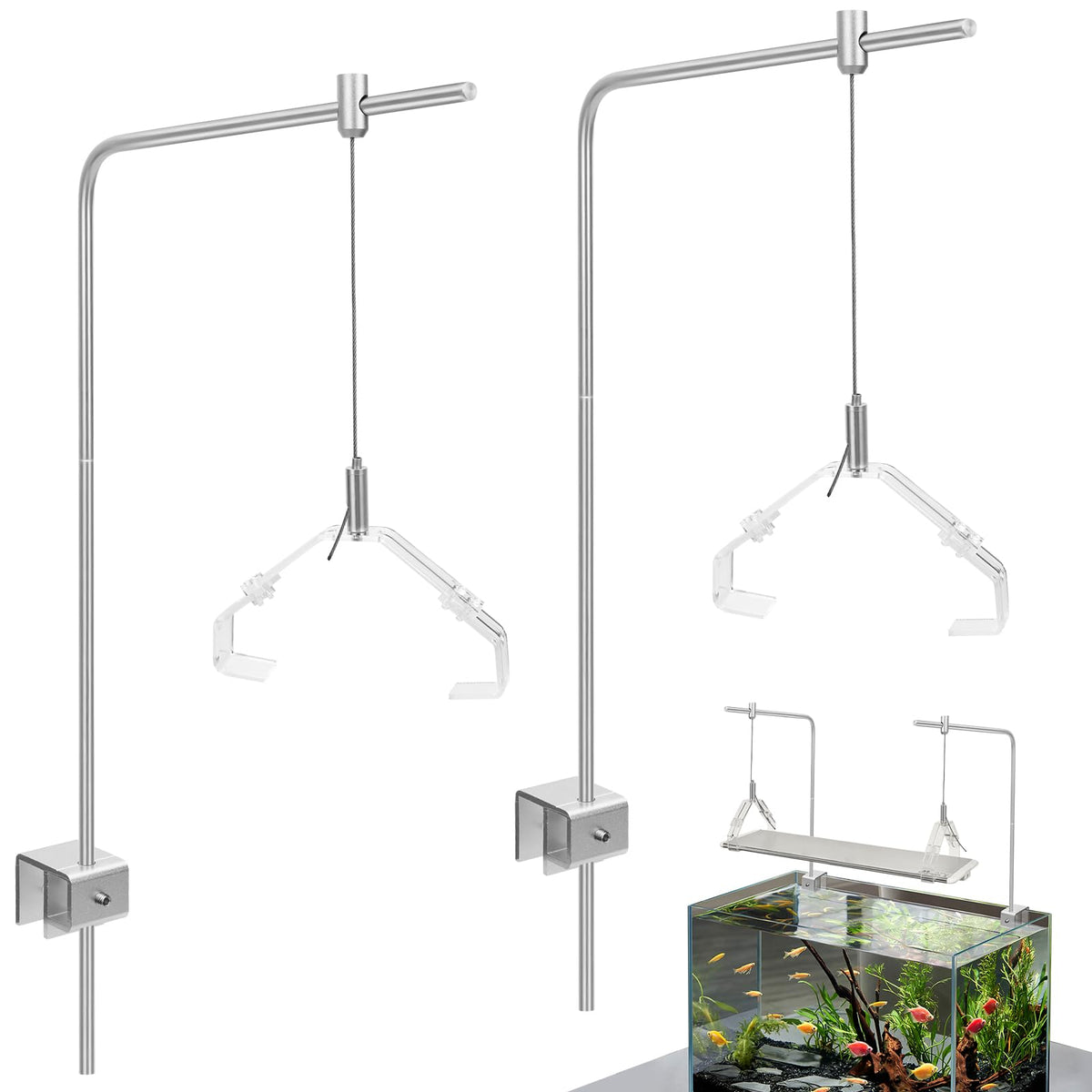 Aquarium Light Rack angled hanging setup shows precise lighting focus for corals