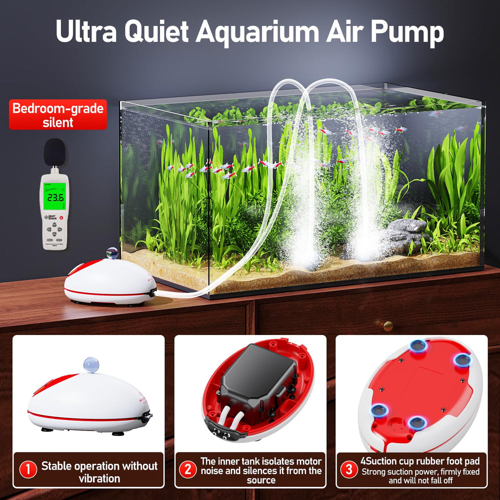 AQUASMITH adjustable-airflow pump control image demonstrates customizable oxygenation for tanks.