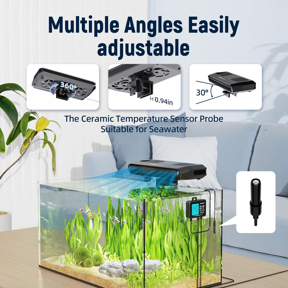 AQUASMITH Airflow Angle adjustment demonstrates versatile positioning for tanks