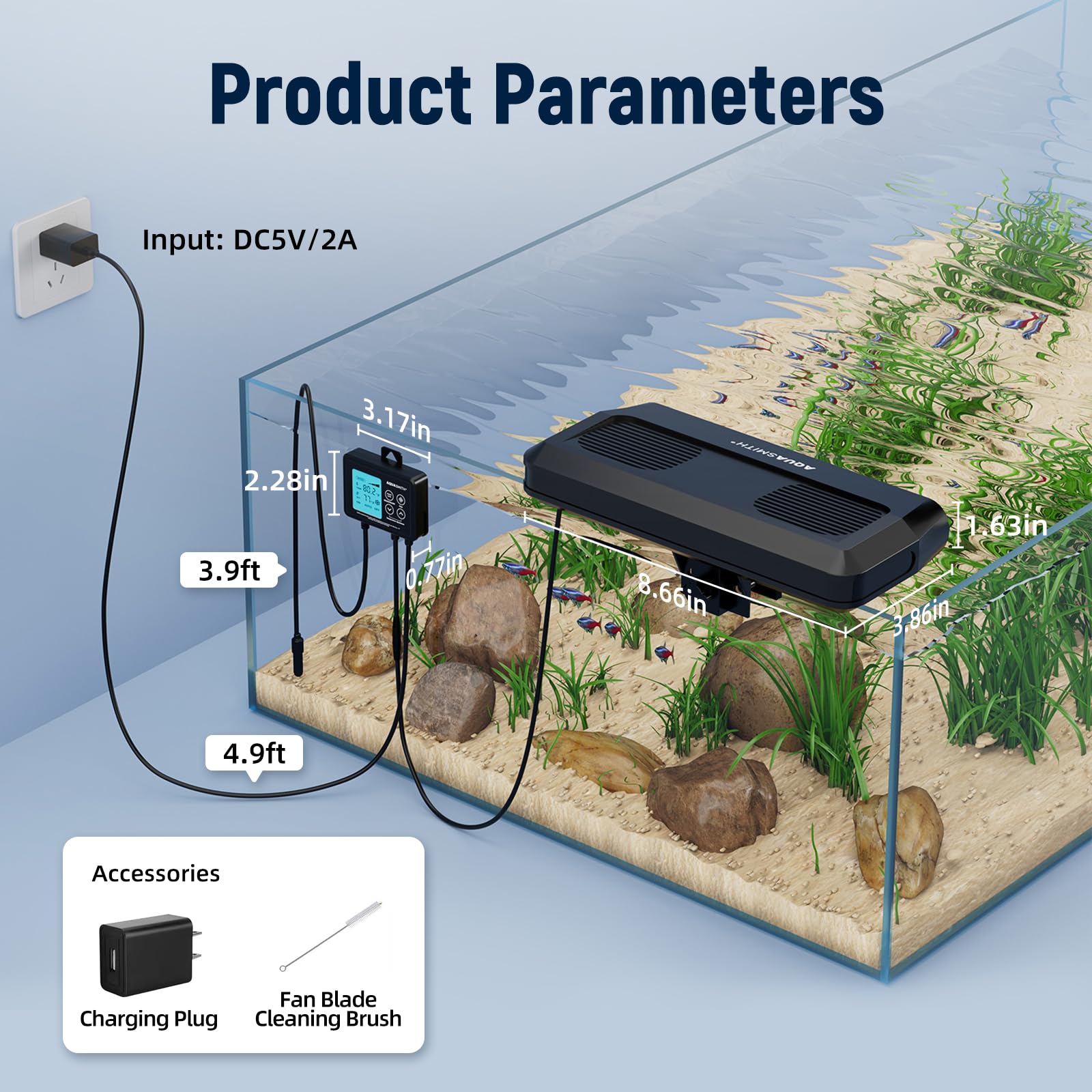 AQUASMITH Clip Mount demonstrates easy edge-fitting for various aquarium rims