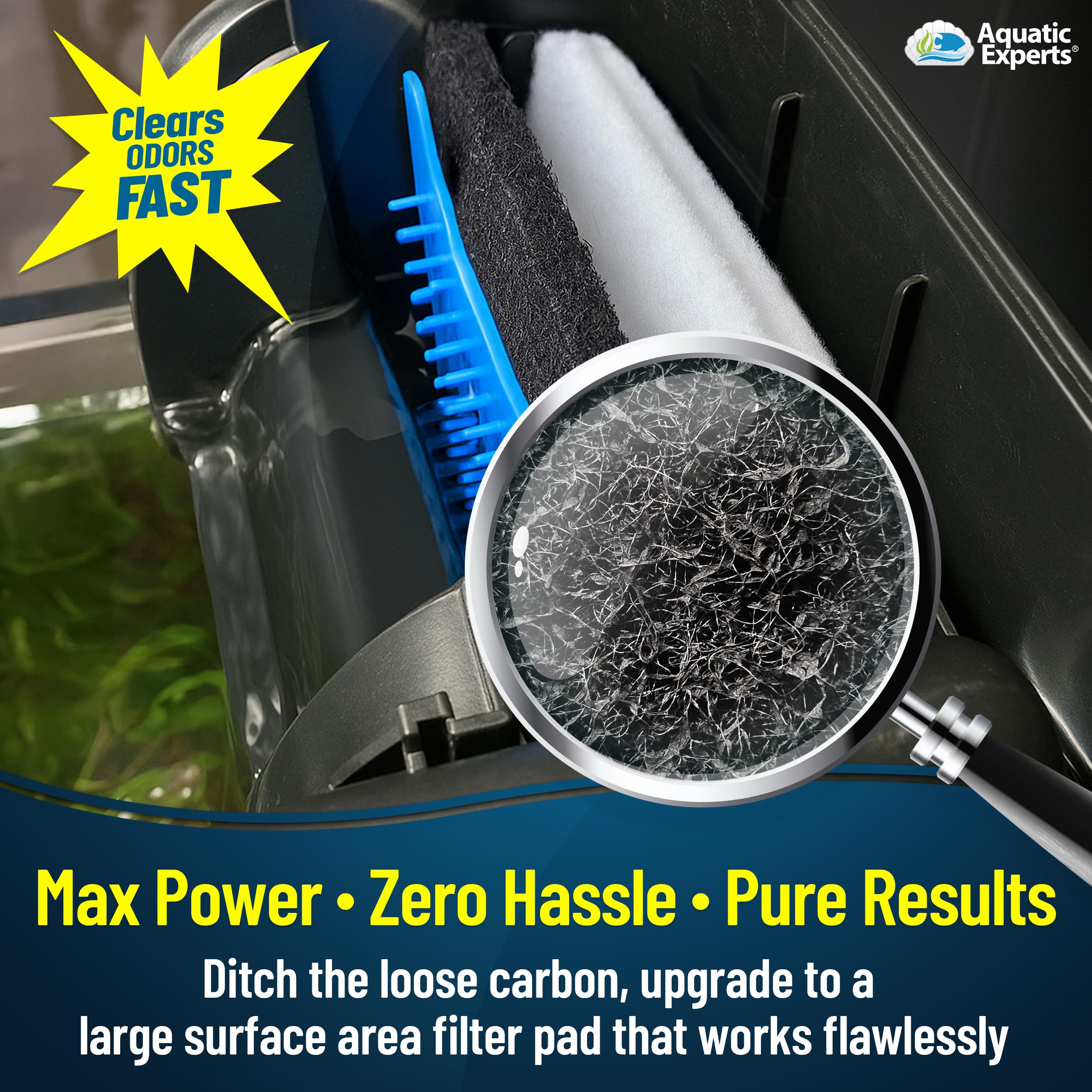 Aquatic Experts Carbon Pad pond-use keeps water cleaner for outdoor setups.