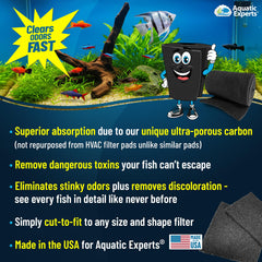Aquatic Experts Carbon Pad water-clarity shows improved crystal-clear aquarium water.