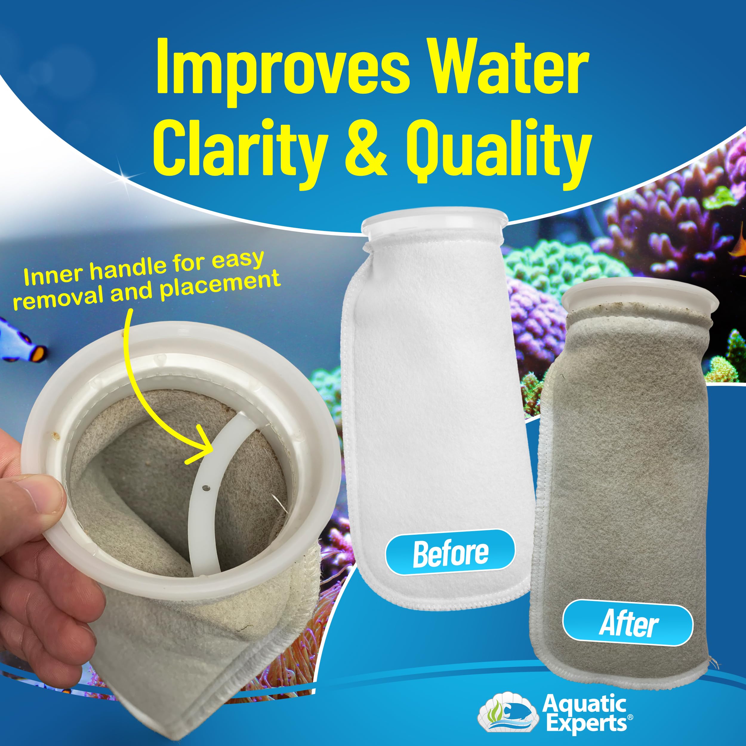 Aquatic Experts filter sock with durable stitching stands up to reuse