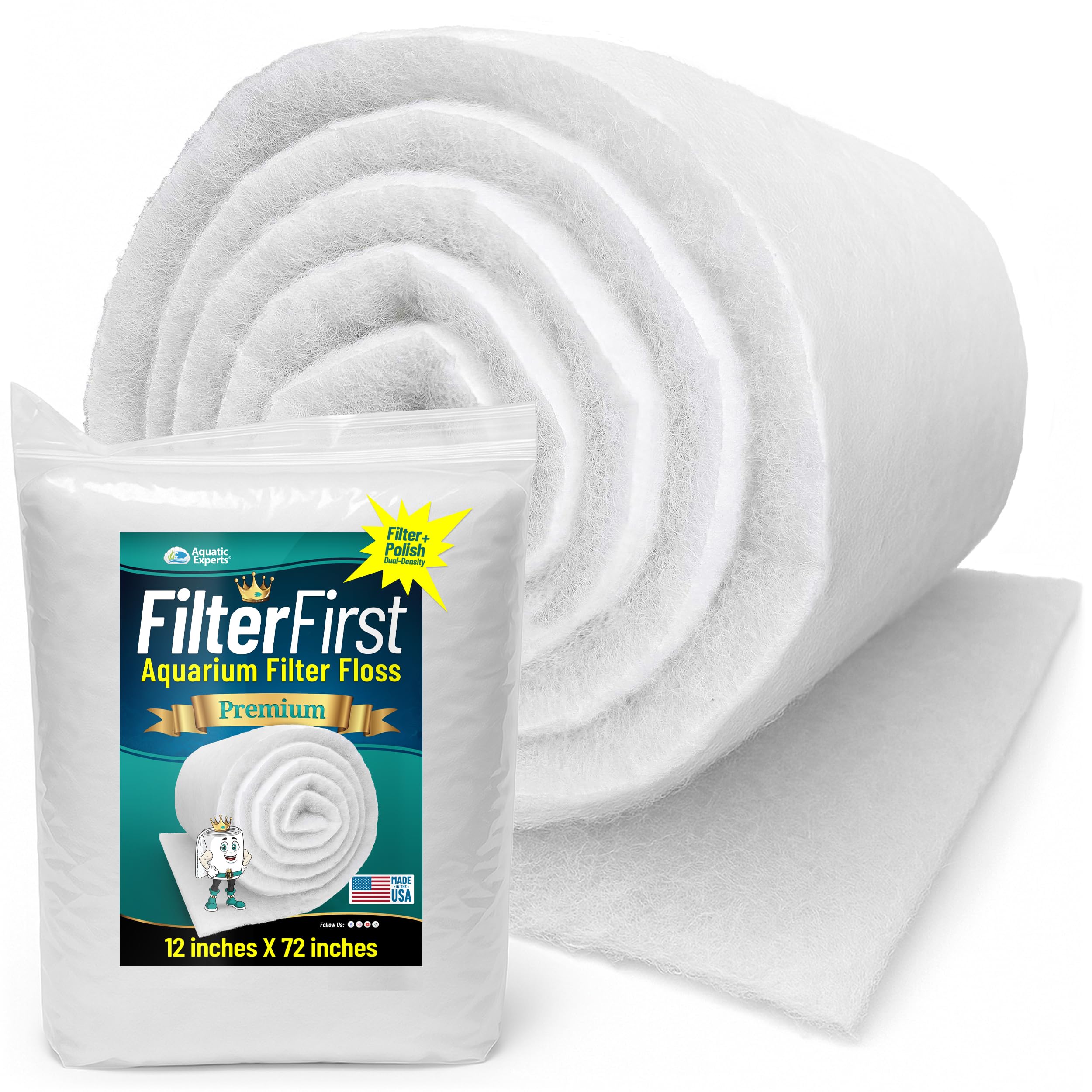 Aquatic Experts FilterFirst dual-layer pad showcases combined filtration for clear aquarium water.