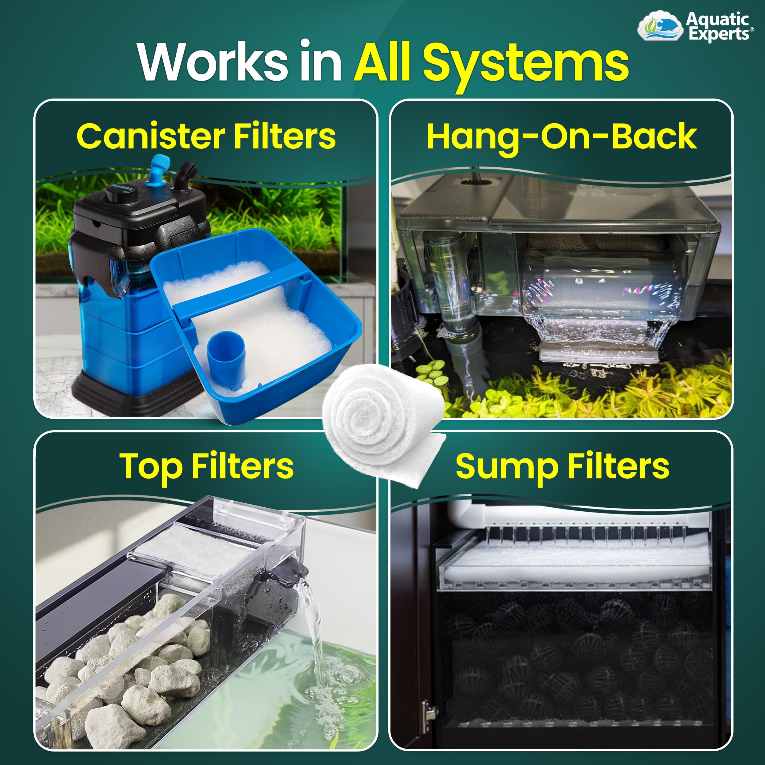 Aquatic Experts FilterFirst durable polyester fibers resist wear and repeated rinsing.