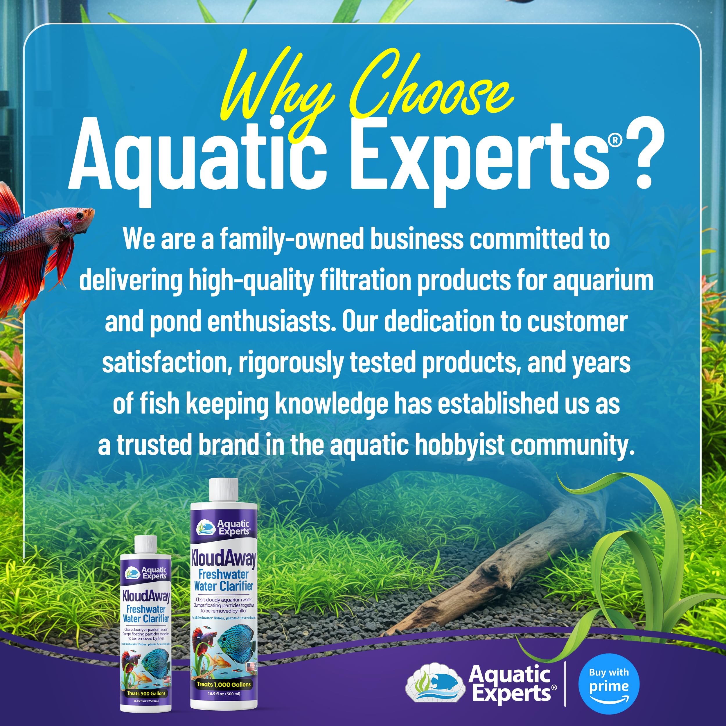 KloudAway use leads to crystal-clear tank water for better viewing.