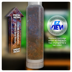 Aquatic Life clear canister view DI resin allows at-a-glance monitoring.