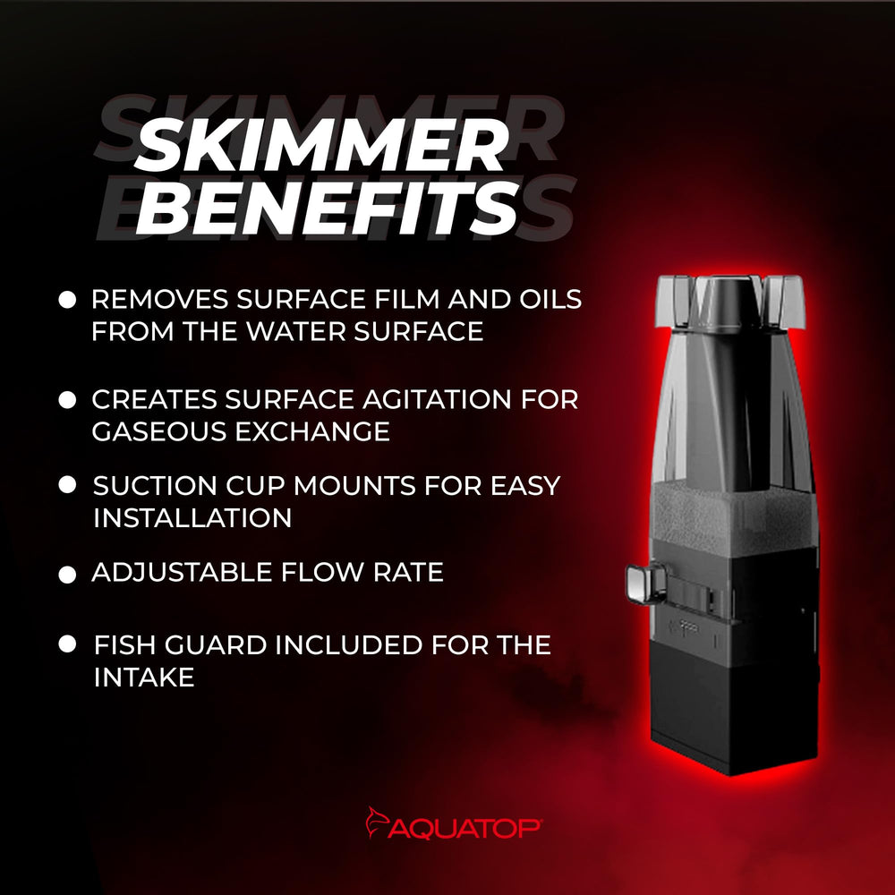 Aquatop surface skimmer reduces oil and film on the water surface