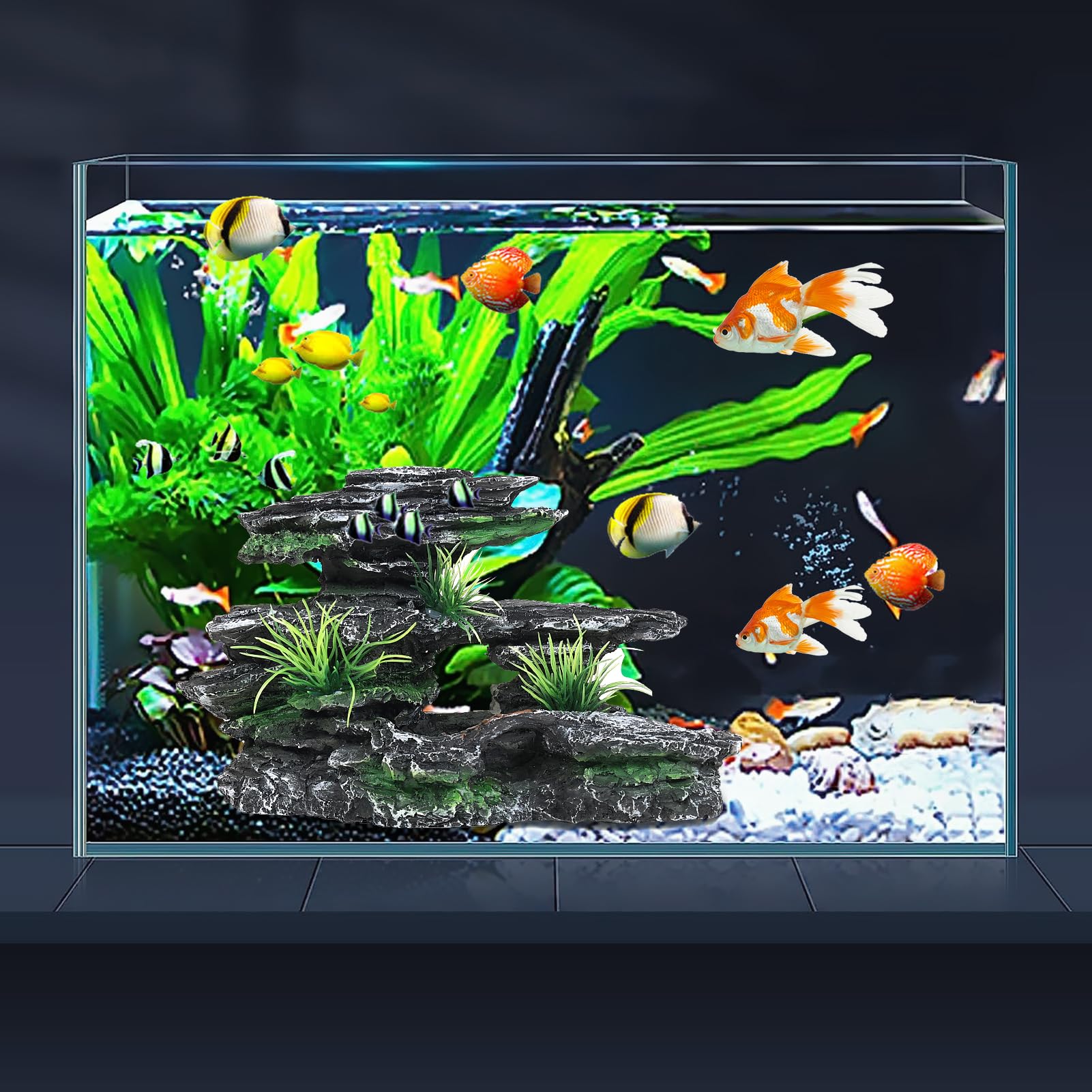 Aquazoo large fish tank decor with a sturdy base.