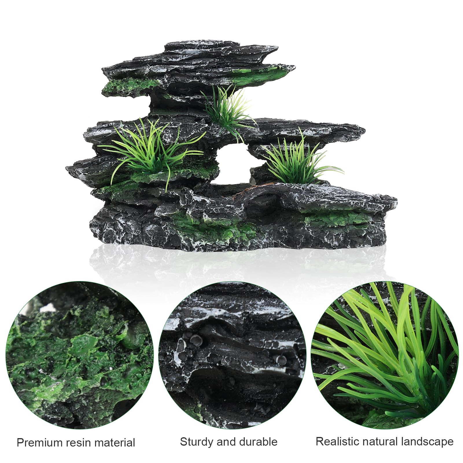 Aquazoo tall aquarium decor offers trees and caves for fish to explore.
