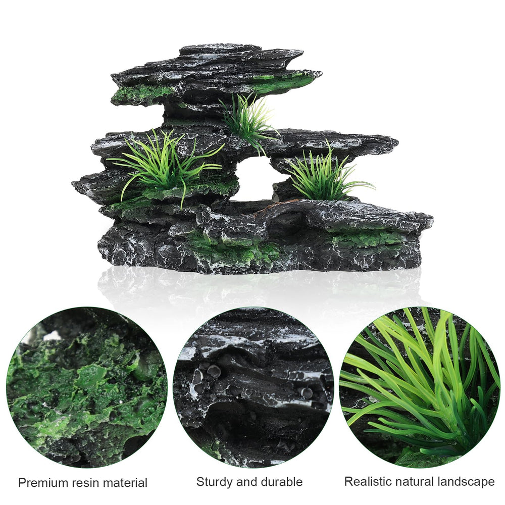 Aquazoo tall aquarium decor offers trees and caves for fish to explore.
