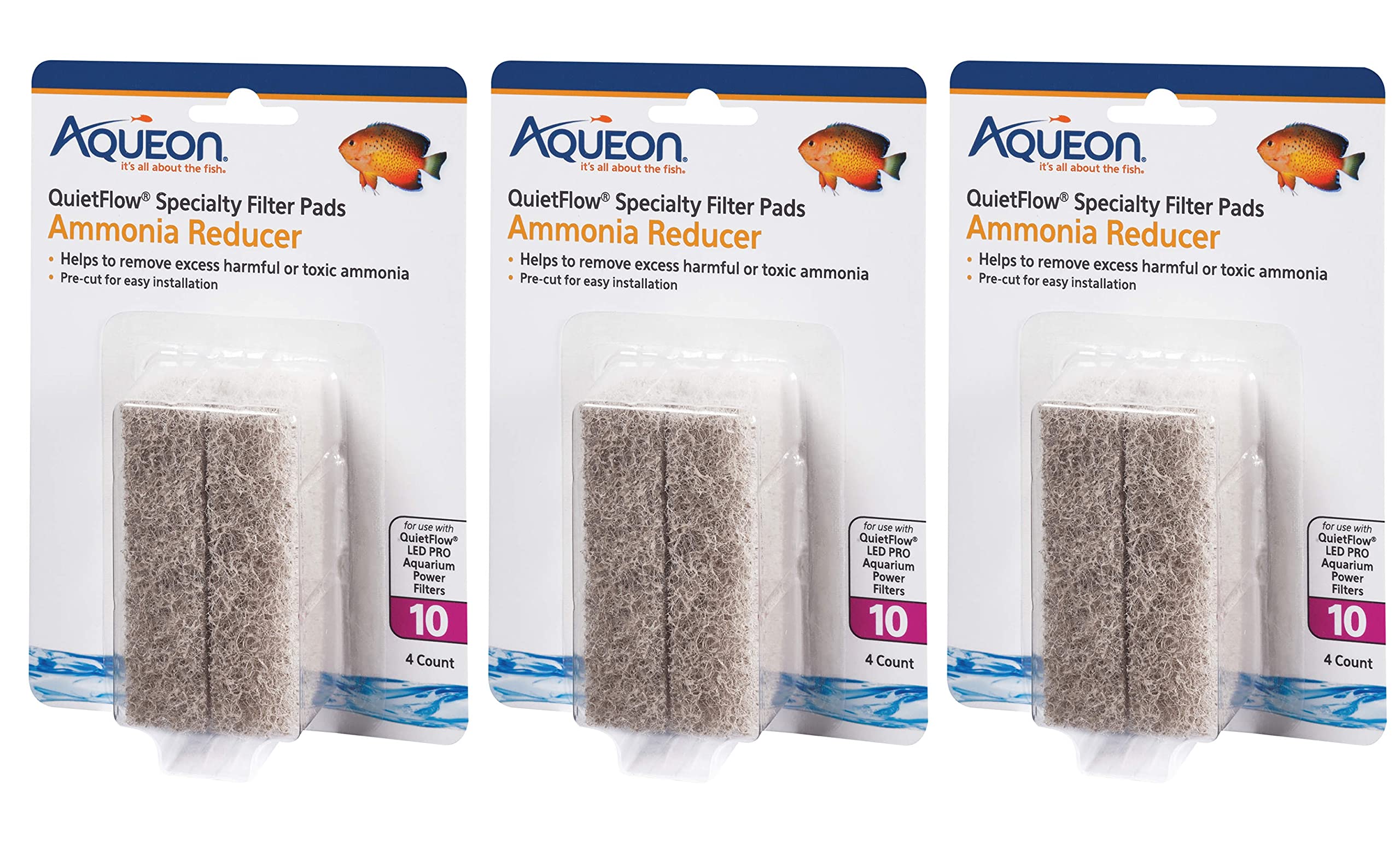 Aqueon ammonia reducer filter pad size 10 promotes safer aquarium water and clear tanks.