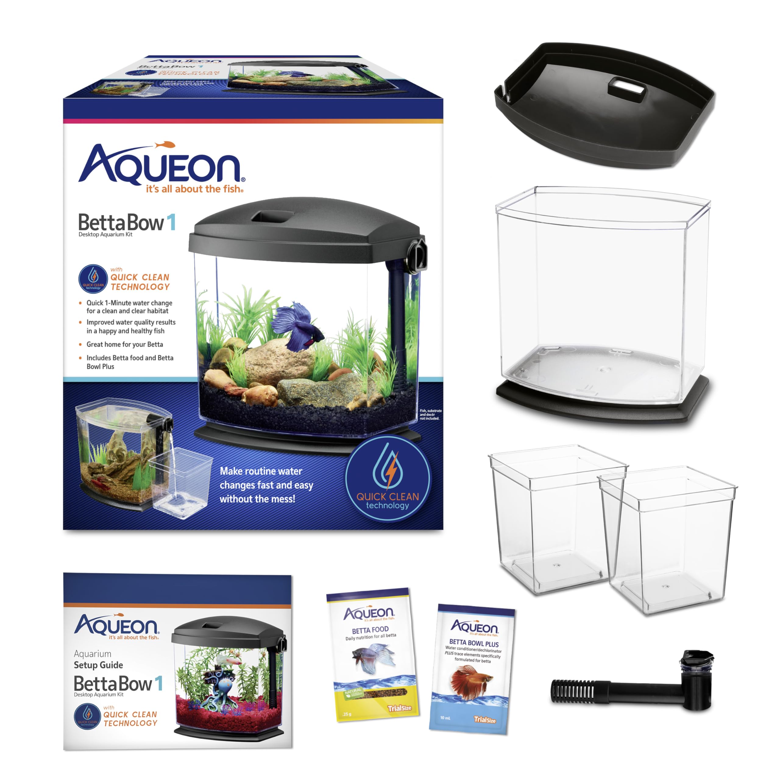 Aqueon BettaBow clear acrylic vessel for crystal-clear viewing