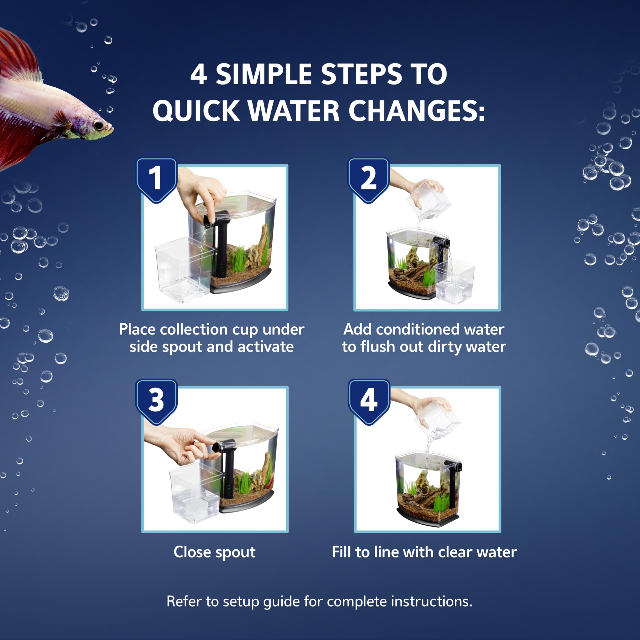 Aqueon BettaBow water care sample kickstarts safe tank maintenance