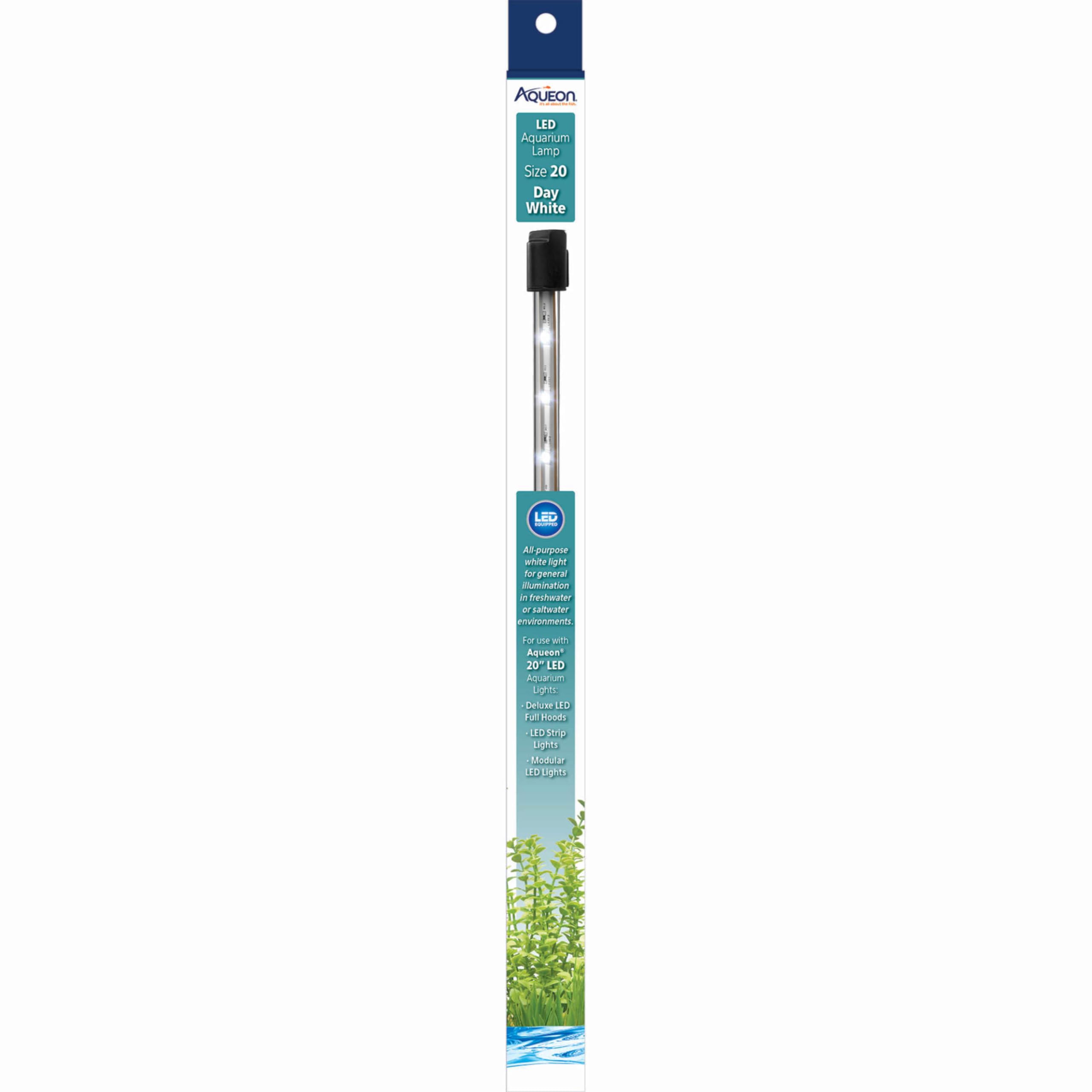 Aqueon Day LED aquarium lamp 20-inch white installed in a fixture offering crisp Day White illumination.