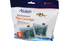 Aqueon filter cartridge small 6pk inside-filter shows easy fit in your aquarium system.