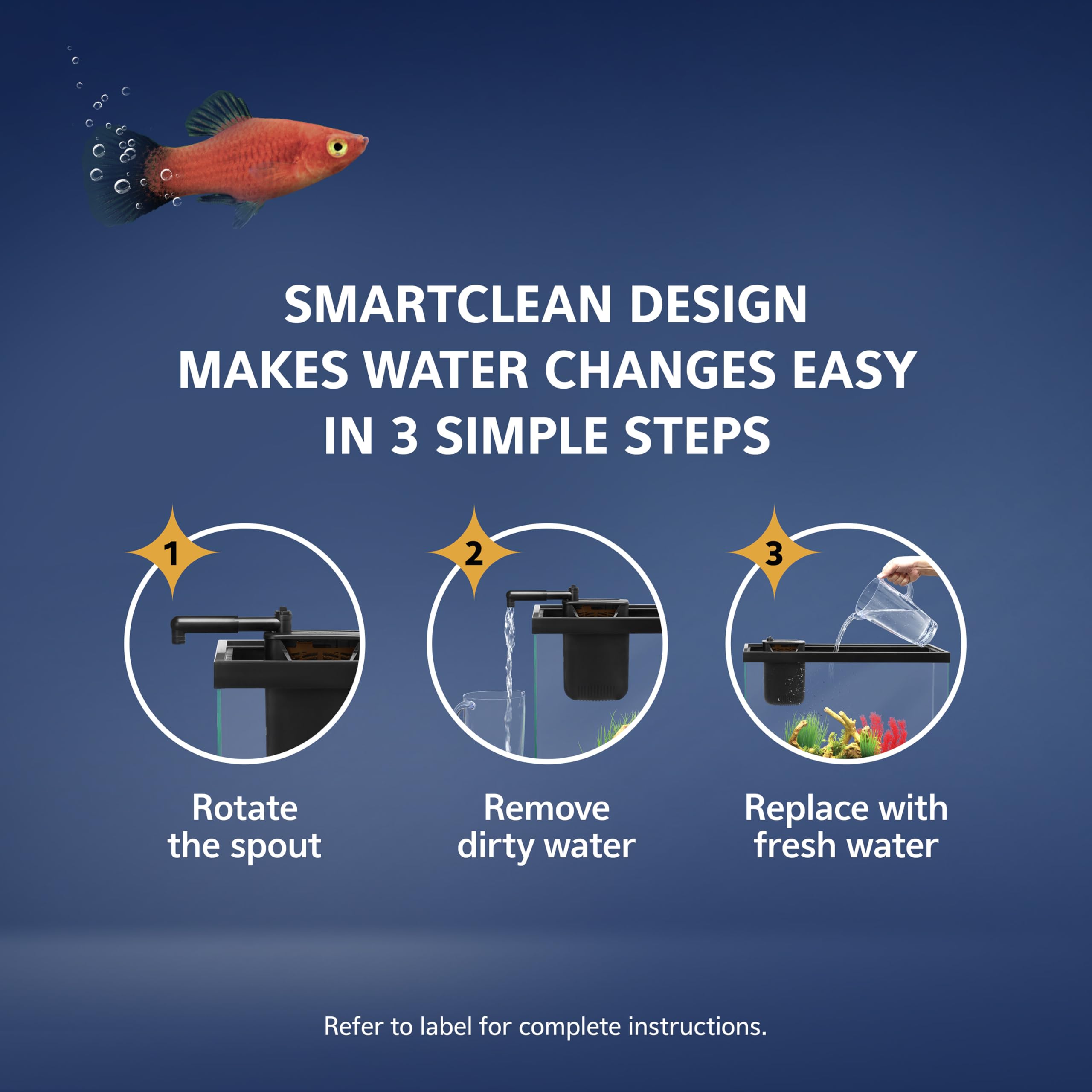 Aqueon Hanging clip installation enables quick setup on framed tanks.