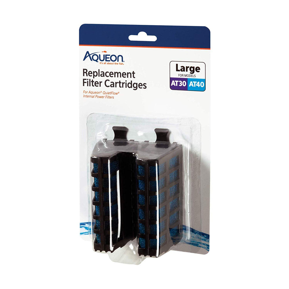Aqueon large internal filter cartridge for AT30/AT40 improves water clarity.