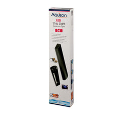 Aqueon LED Strip Light 24-inch mounted on a glass hood for bright daytime viewing.