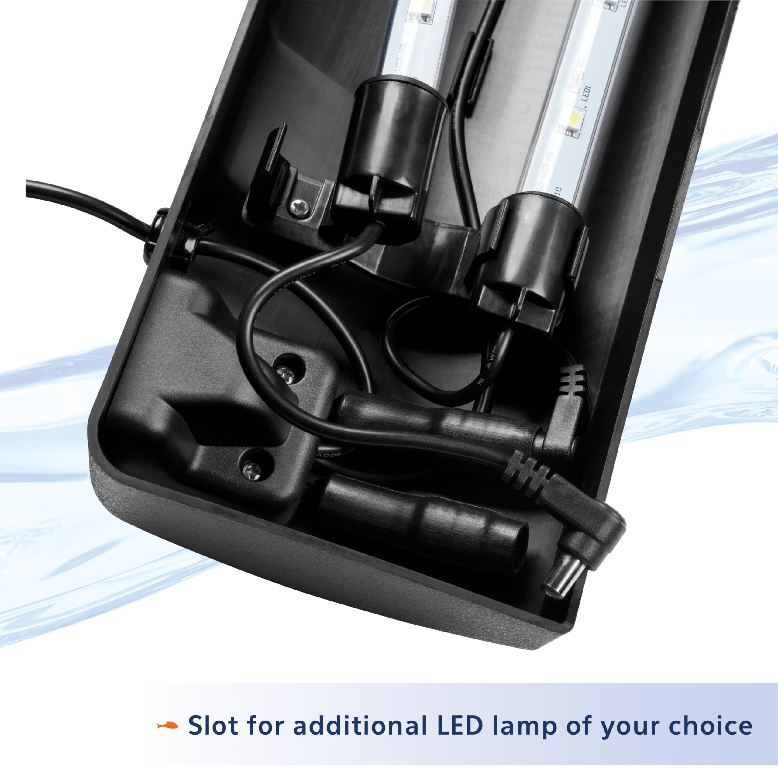Aqueon LED Strip Light aquarium-size compatibility demonstrates flexible fit for 15 to 120 gallon tanks.