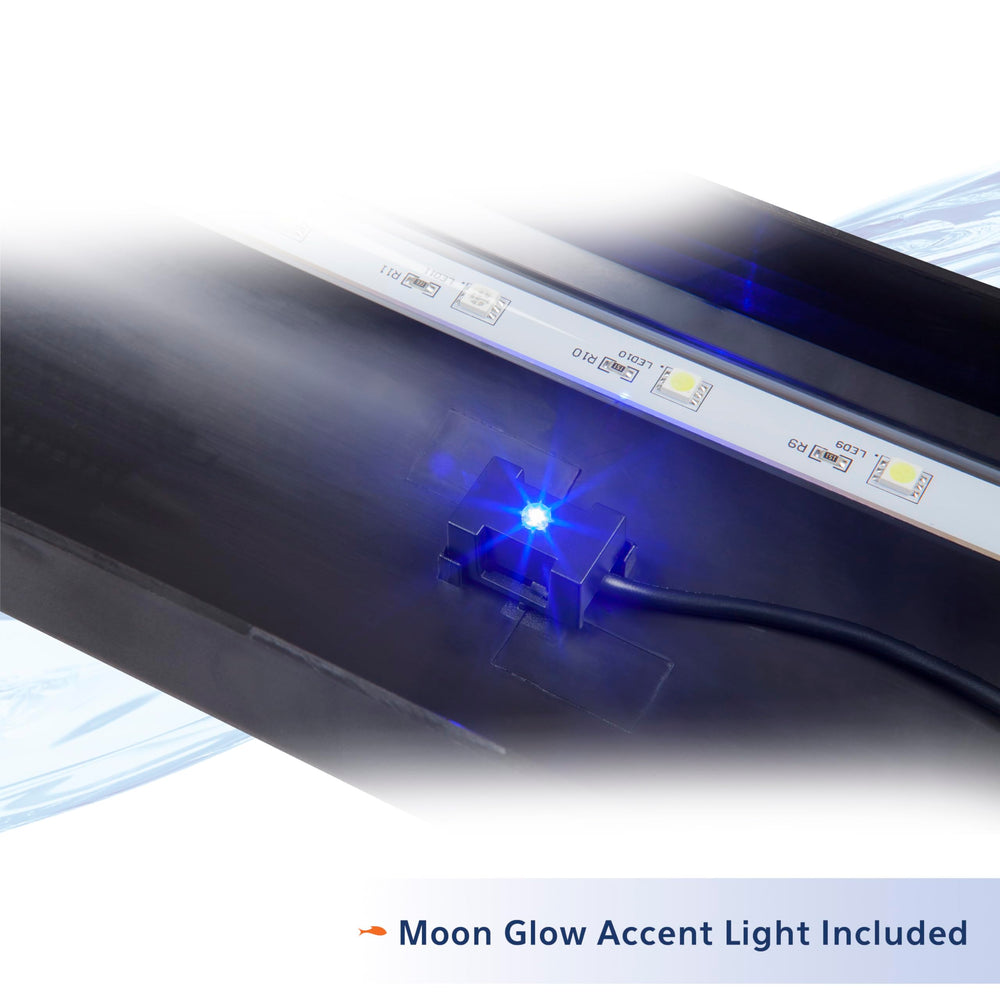 Aqueon LED Strip Light low-profile design blends with hoods.
