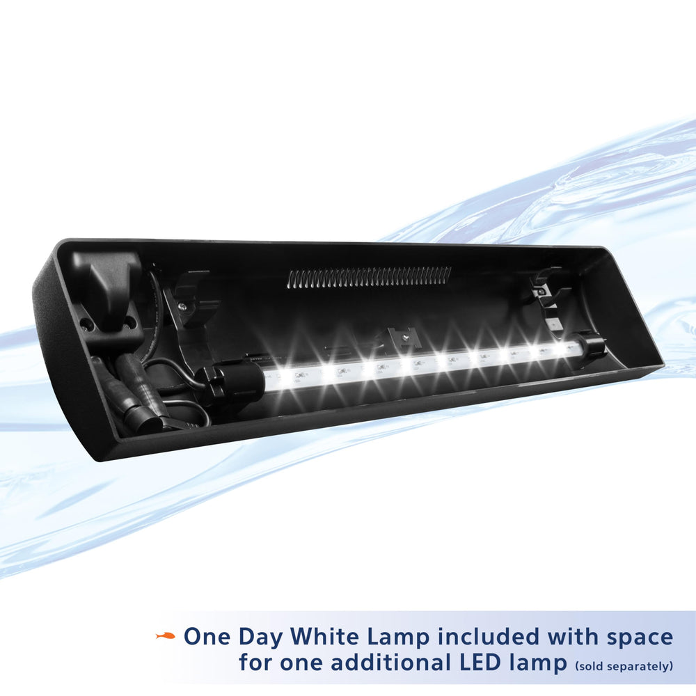 Aqueon LED Strip Light three-way-switch enables quick lighting control.
