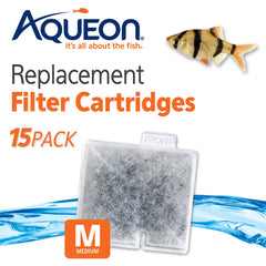 Aqueon medium filter cartridge with activated carbon enhances water clarity and odor control