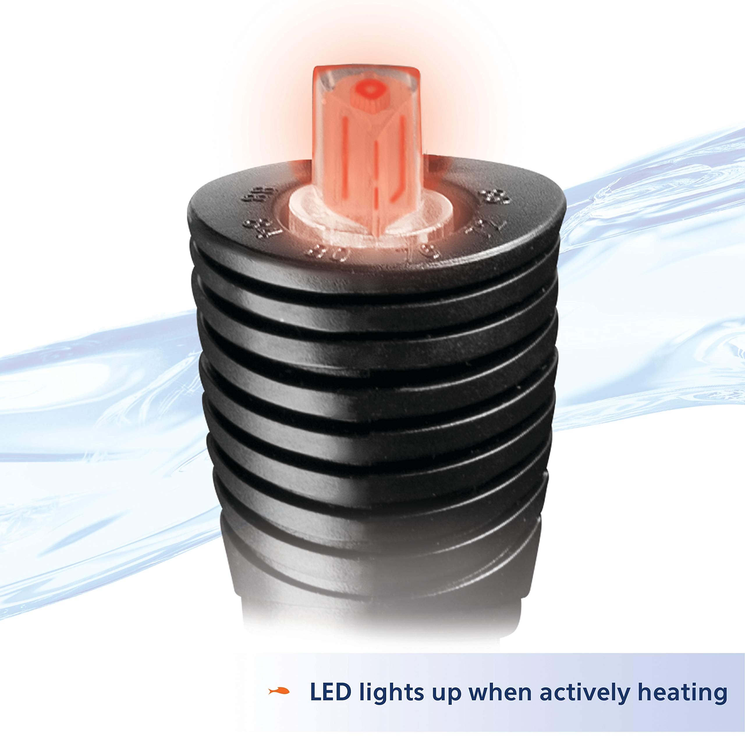 Aqueon Pro 100 LED heating indicator shows red light during active warmth.