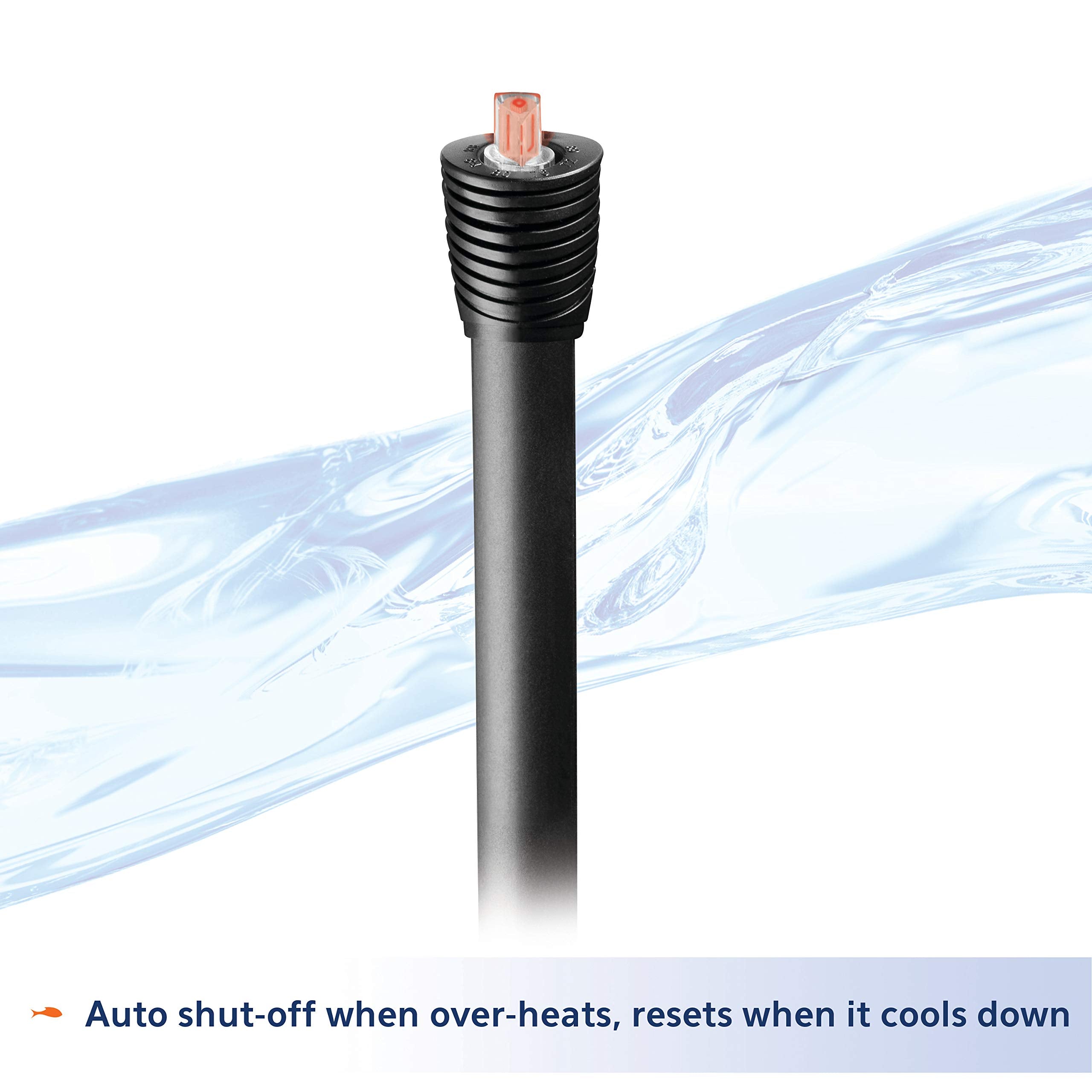 Aqueon Pro 100 shatterproof shell image underscores robust, long-lasting aquarium heater.