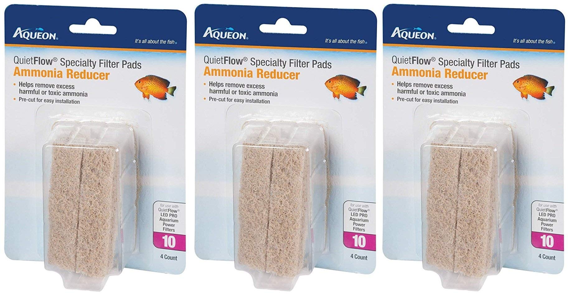 Aqueon Quiet Flow 10 ammonia-reducing filter pad helps maintain clean aquarium water.