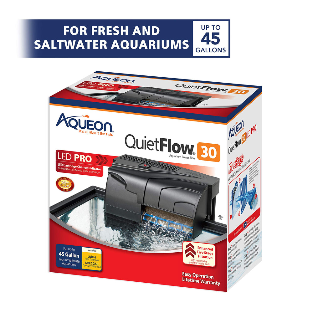 Aqueon QuietFlow 30 LED PRO wet/dry grid visual emphasizes added oxygenation