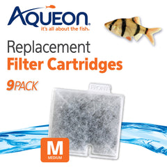 Aqueon medium replacement cartridge with dense floss and carbon layers for clean water