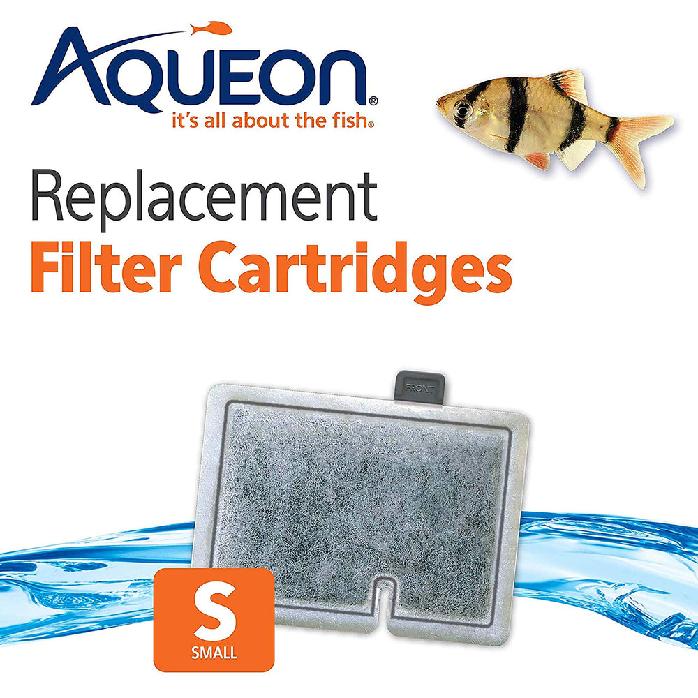 Aqueon replacement filter cartridge small dense floss highlights robust filtration performance.