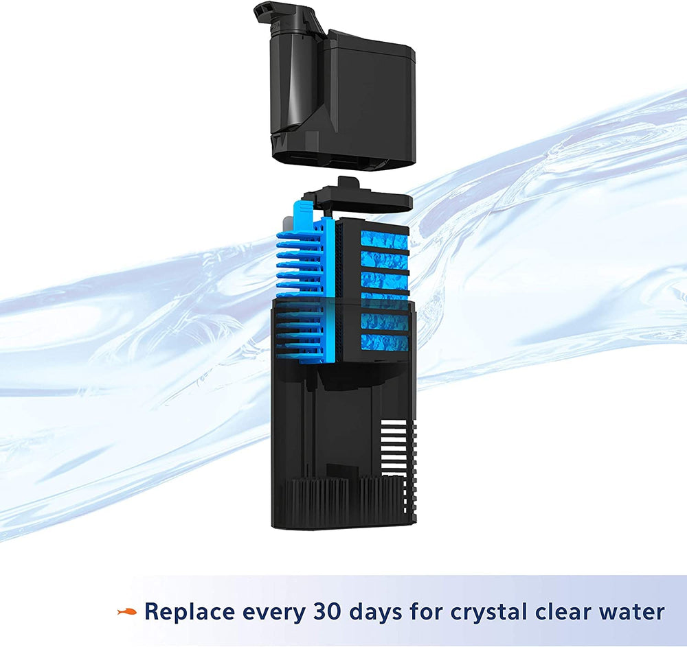 Aqueon two-stage filter cartridge displays dual-stage filtration for steady results.
