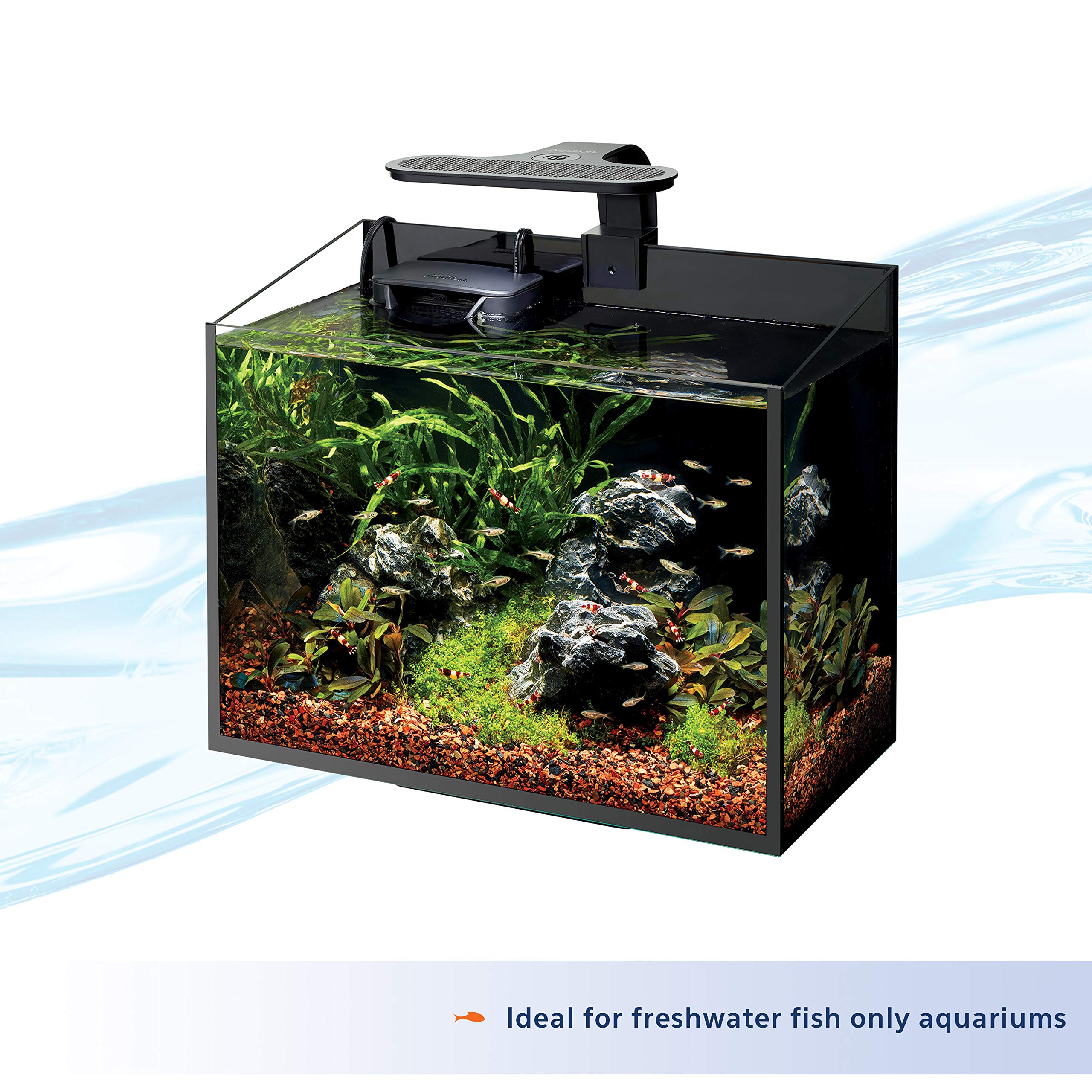 Aqueon clip-on supports easy mounting with a versatile screw for different tanks.