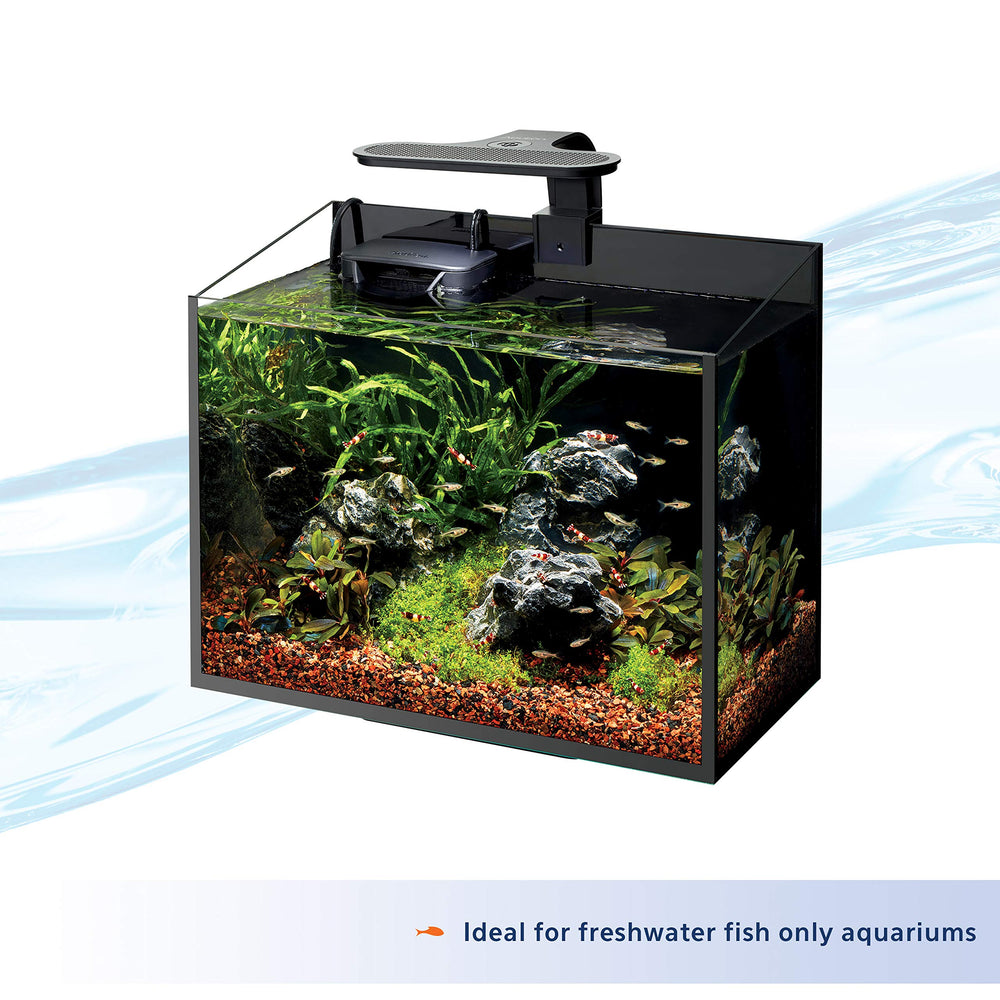 Aqueon clip-on supports easy mounting with a versatile screw for different tanks.