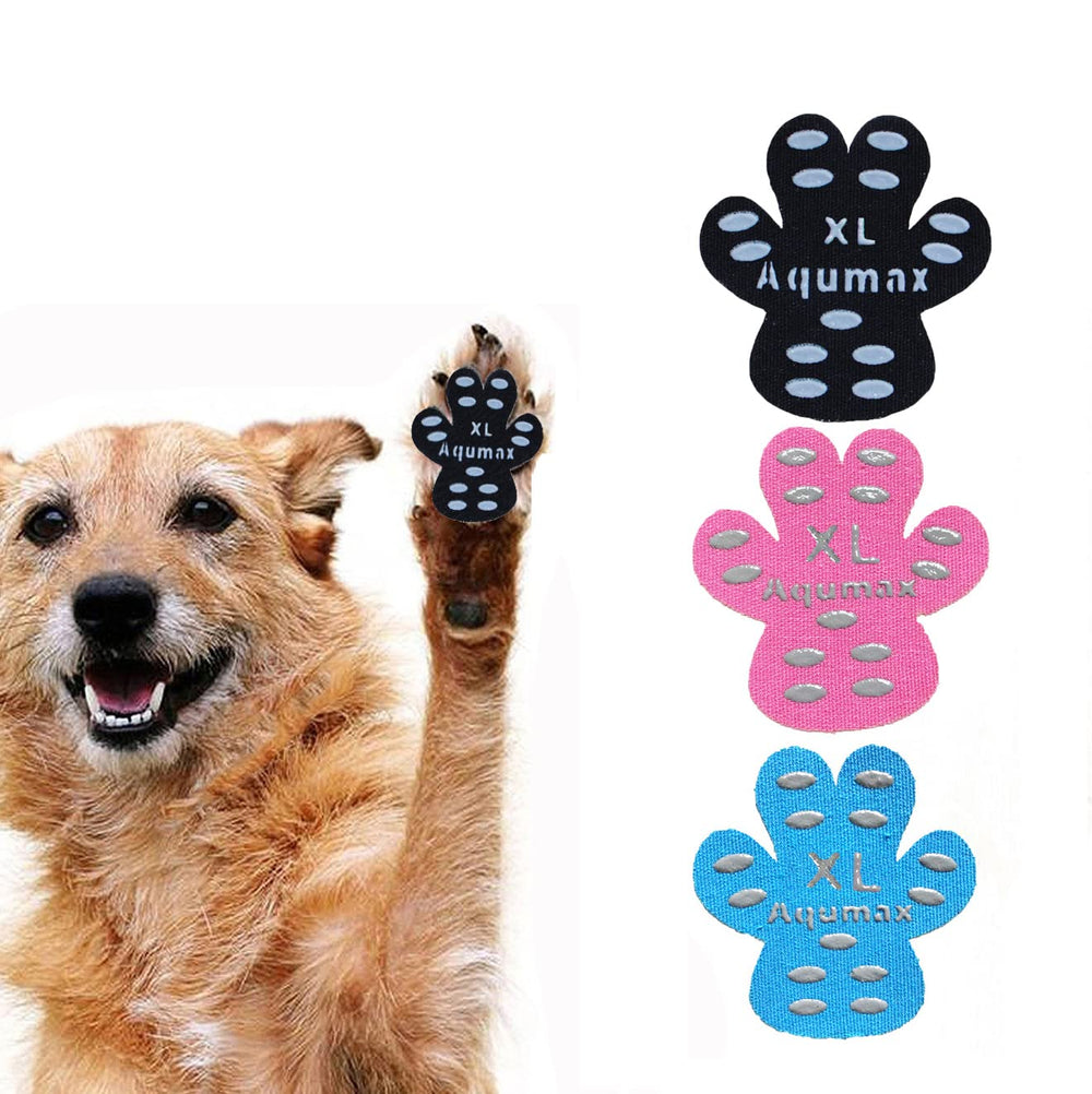 Aqumax dog anti-slip paw grips on floor increase traction for senior dogs.