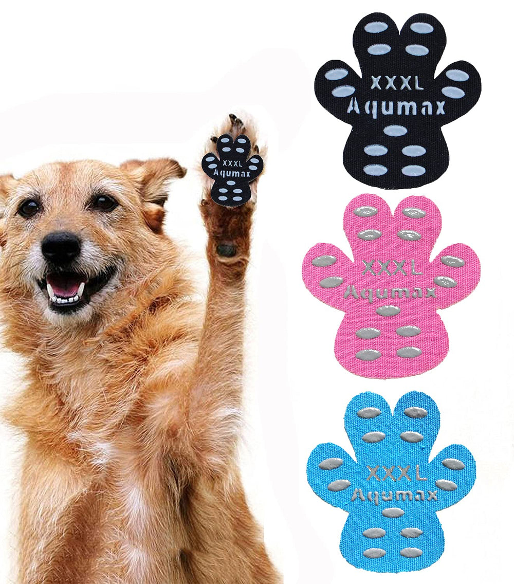 Aqumax dog paw protector pads XXXL multicolor laid out to boost traction on slick floors