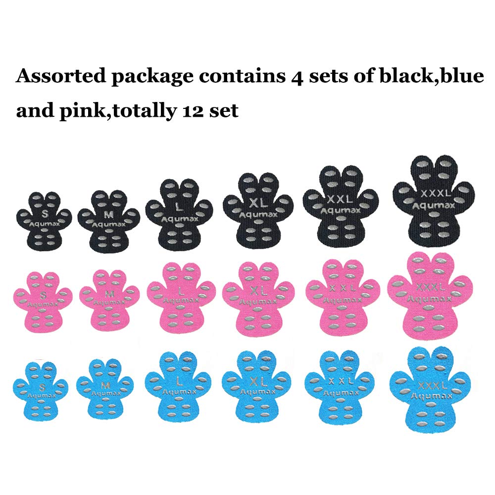 Aqumax XXXL multicolor paw pads shown as size variety for different paws