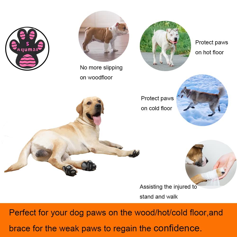 Aqumax paw protector usage steps show easy application and removal.