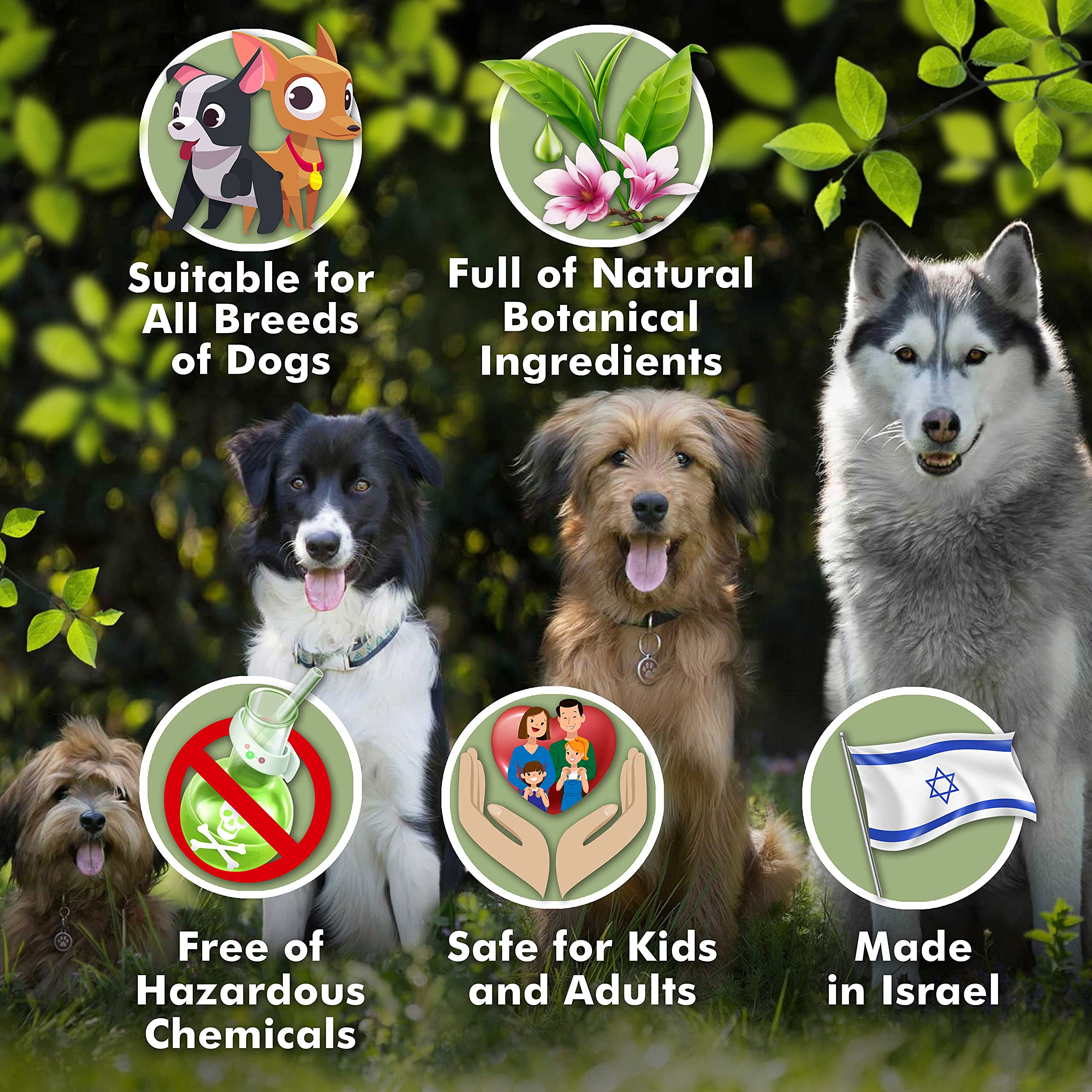 Arava bottle with light fresh scent suitable for bath-time dog comfort