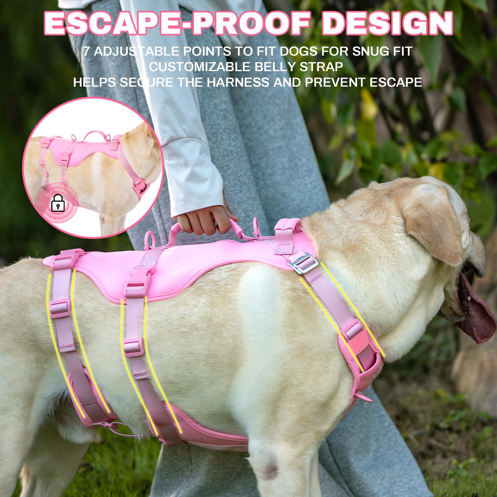 Arblina escape-proof dog harness seven-adjustment-points ensure perfect custom fit