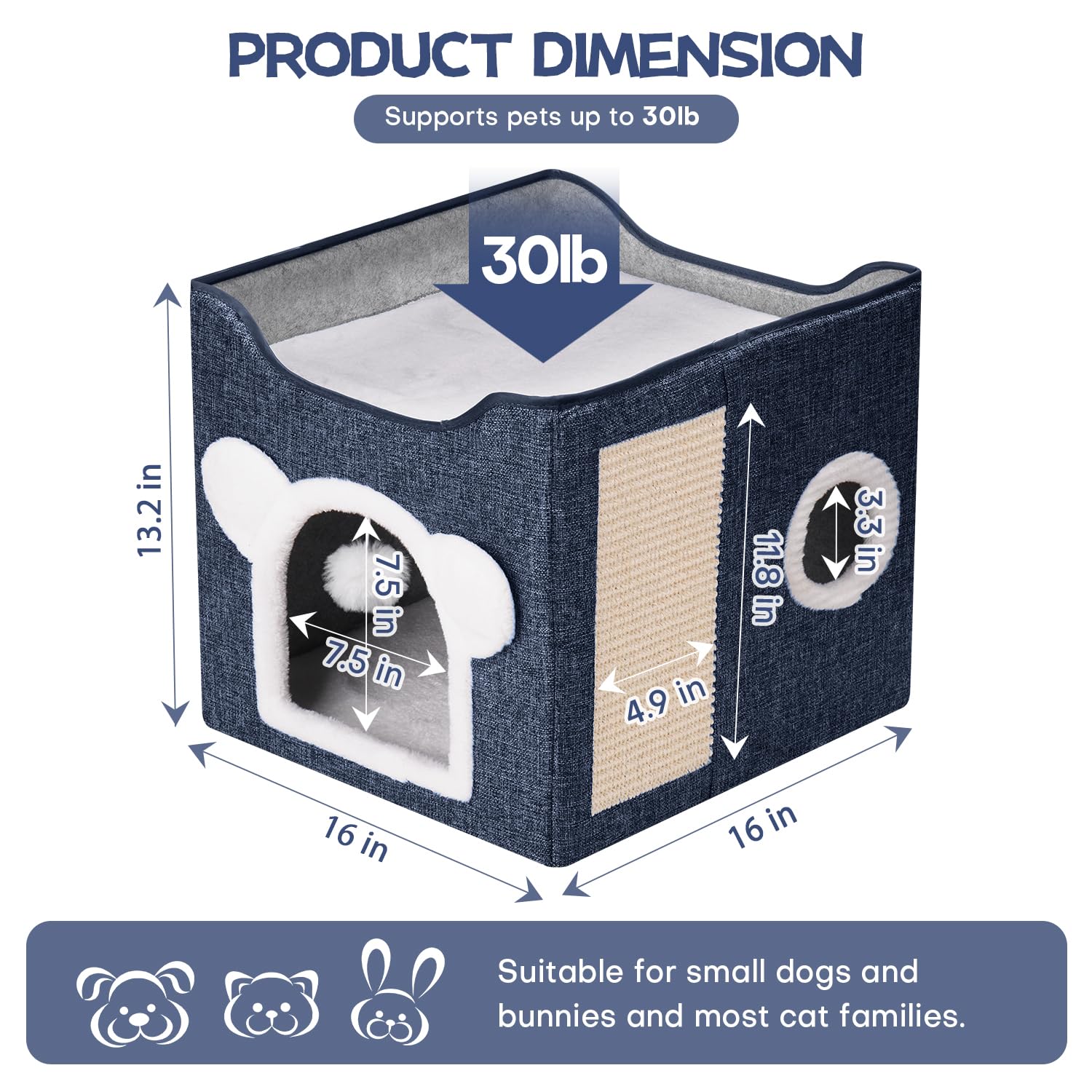 Areerlaf cat bed anti-slip base keeps the unit steady.