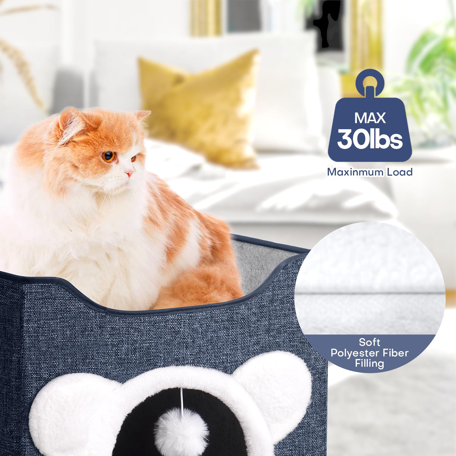 Areerlaf cat bed folding setup shows tool-free assembly.