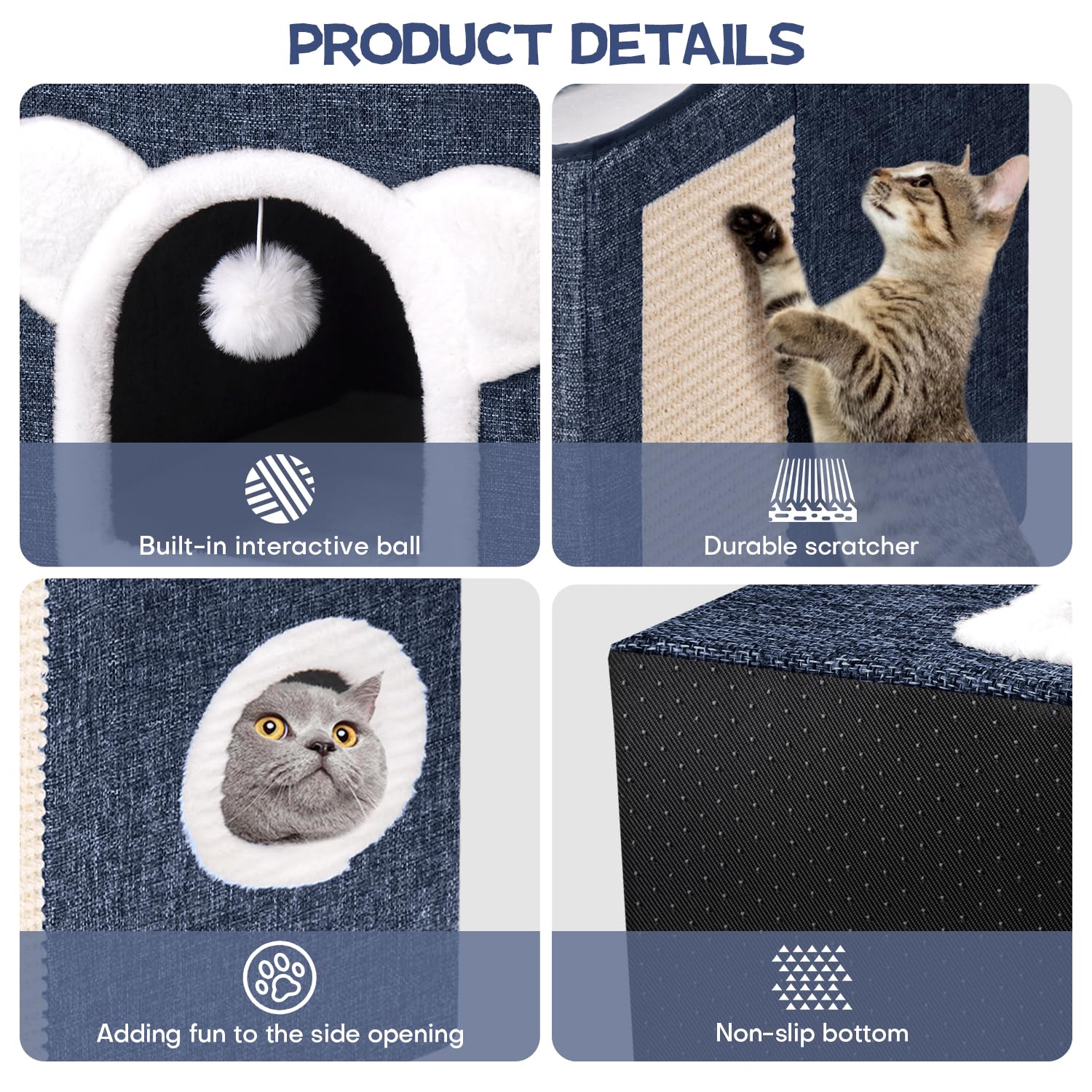 Areerlaf cat bed double-sided cushions for all-season comfort.